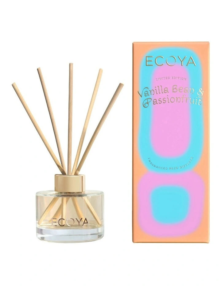 Ecoya Vanilla Bean and Passionfruit Mini Reed Diffuser 50ml