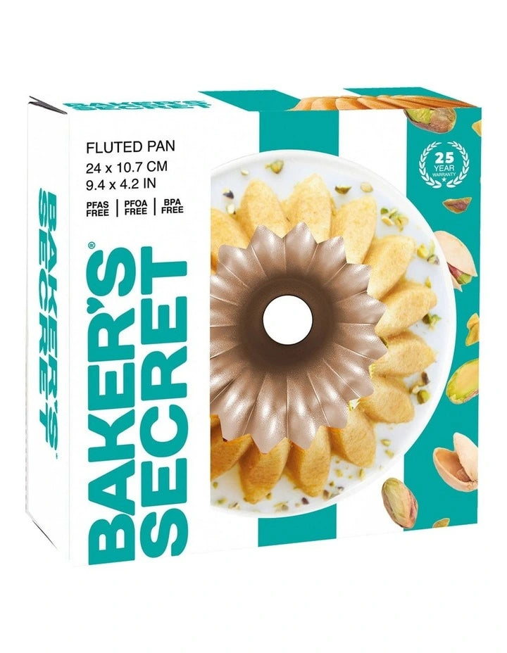 Bakers Secret Fluted Spring Water Non Stick Cast Aluminium Fluted Pan 21.5x10.7cm