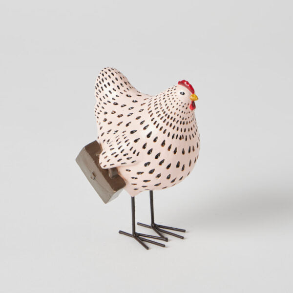 Reggie Chicken Sculpture Pink Black Small