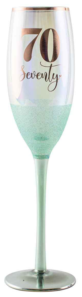 70th Glitterati Champagne Glass Green