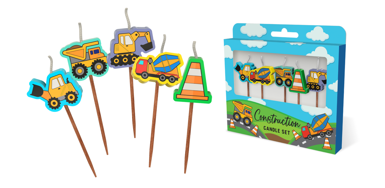 Construction Novelty Candle Set