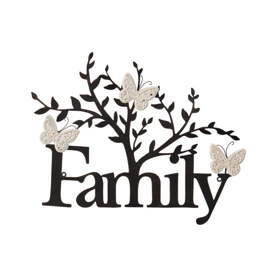Family Laser Cut Plaque with Butterflies