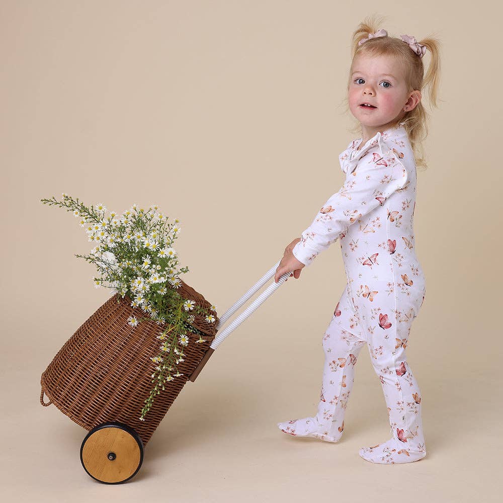 Butterfly Organic Snuggle Sleepsuit Zip Footie with Frill: 3-6 Months (00)