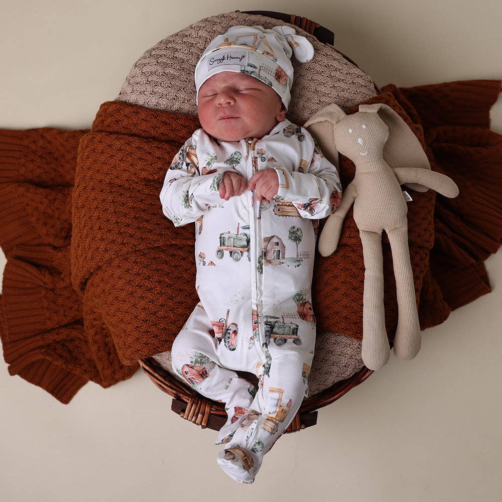 Diggers & Tractors Organic Snuggle Sleepsuit Zip Footie: 3-6 Months (00)