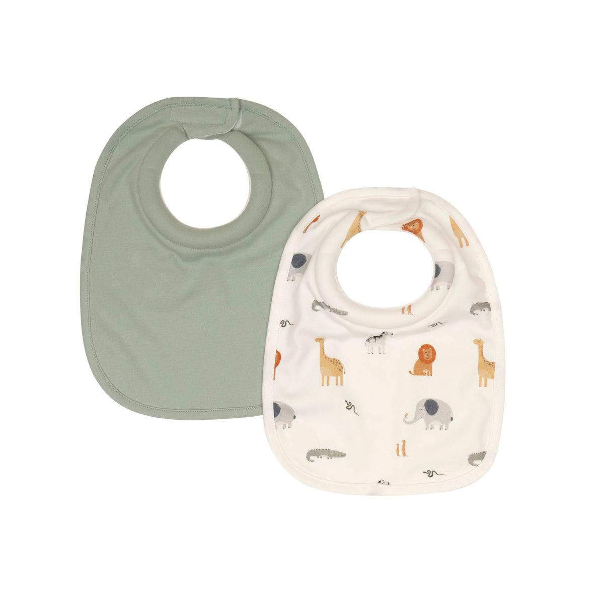 Roll Neck Bibs 2pk - Wild Animals