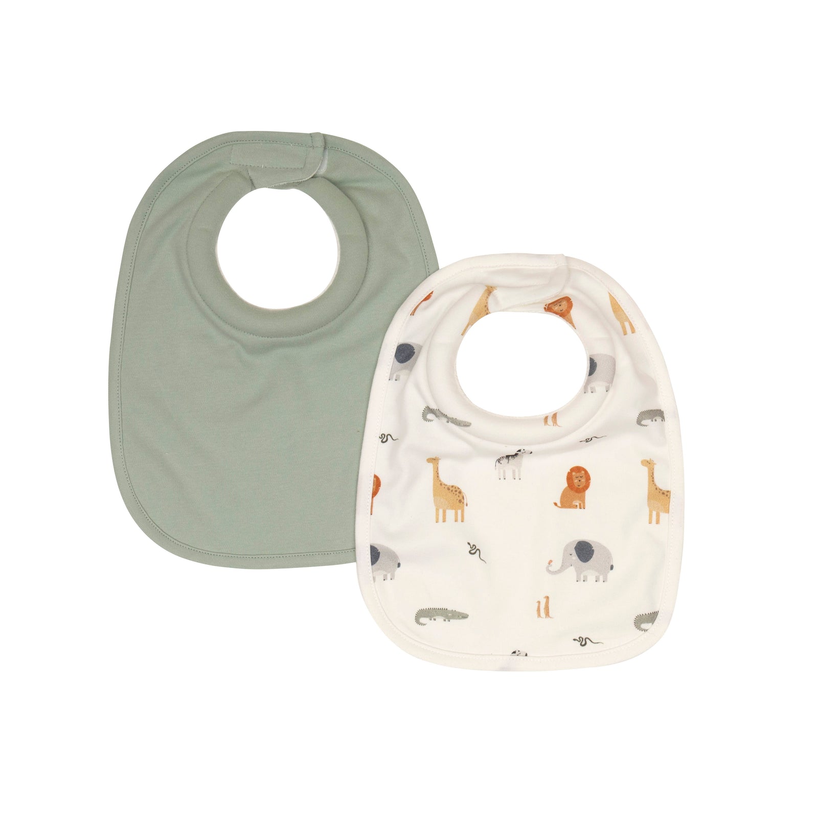 Roll Neck Bibs 2pk - Wild Animals