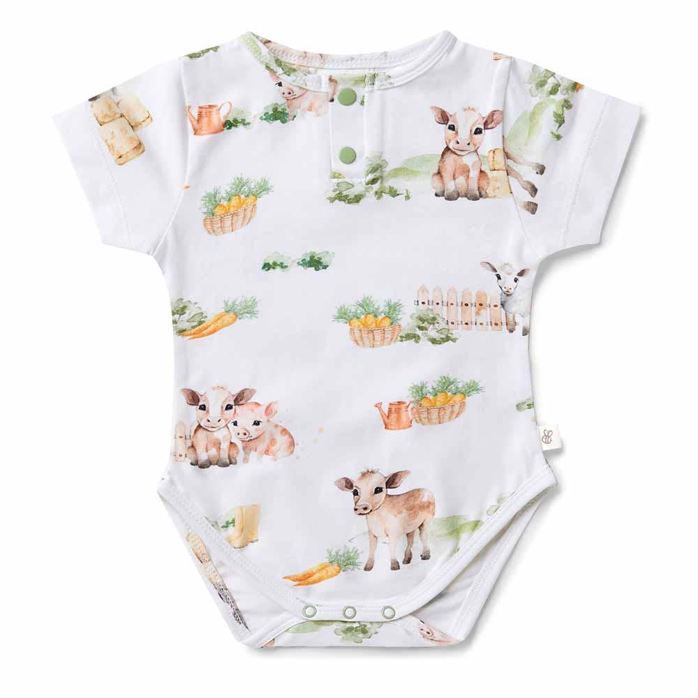 Farm Short Sleeve Organic Bodysuit: Newborn (0000)