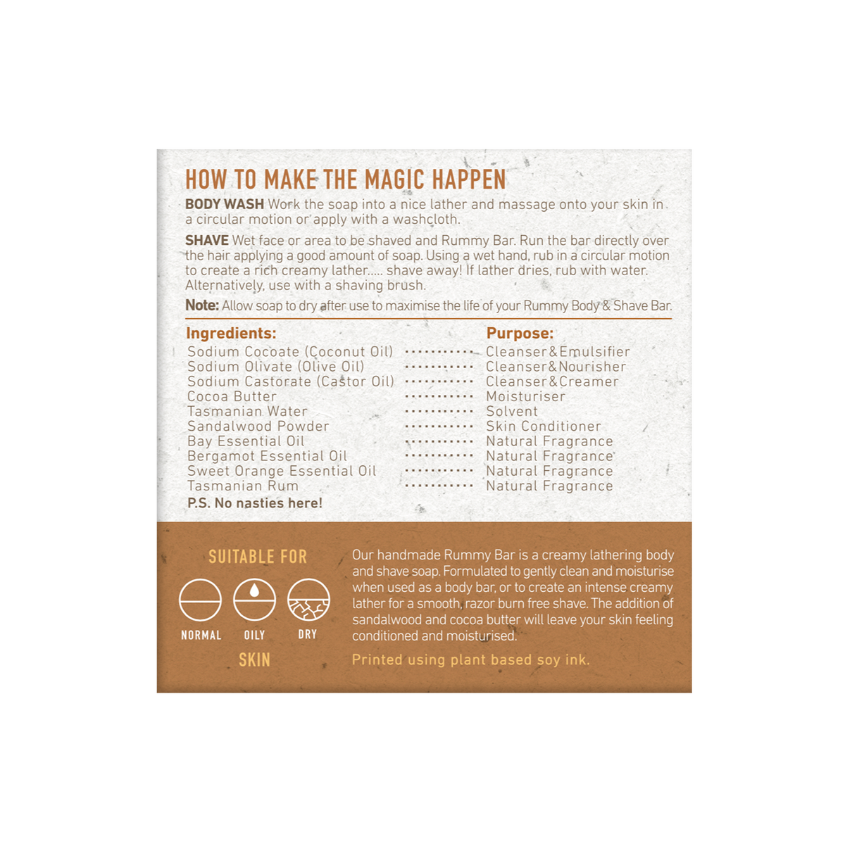 Rummy Body & Shave Bar (Bay Rum)