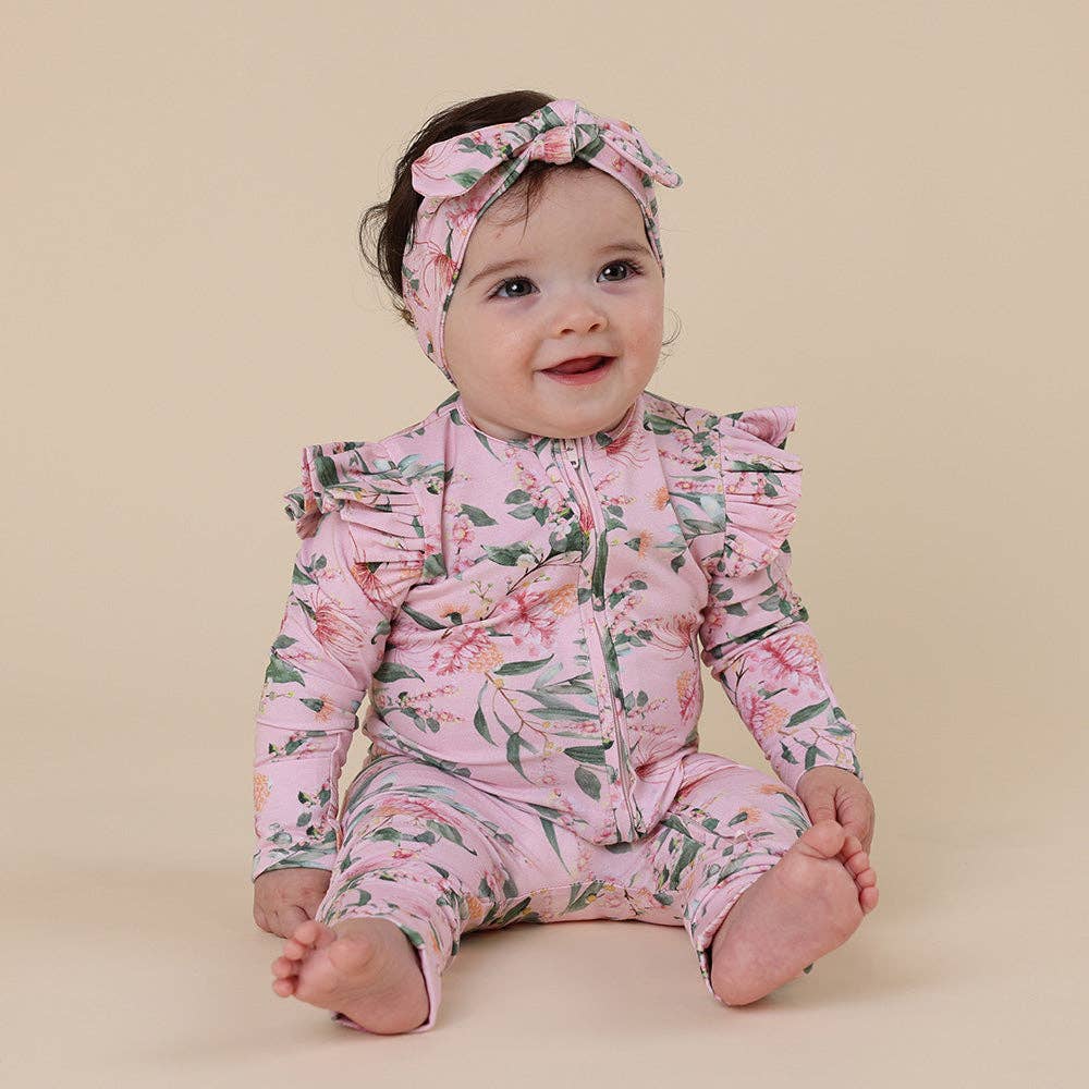 Pink Wattle Organic Snugglesuit Convertible Romper with Frill: 0-3 Months (000)