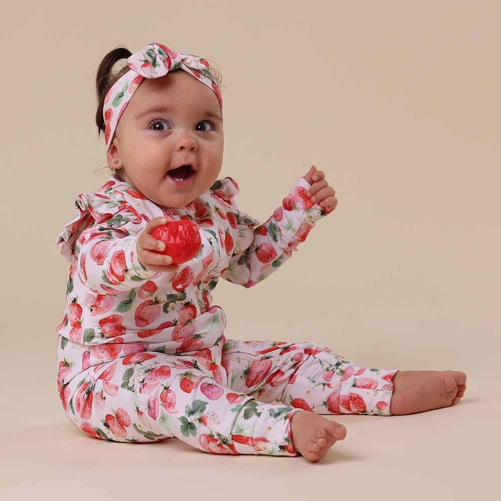 Strawberry Organic Snugglesuit Convertible Romper: Newborn (0000)