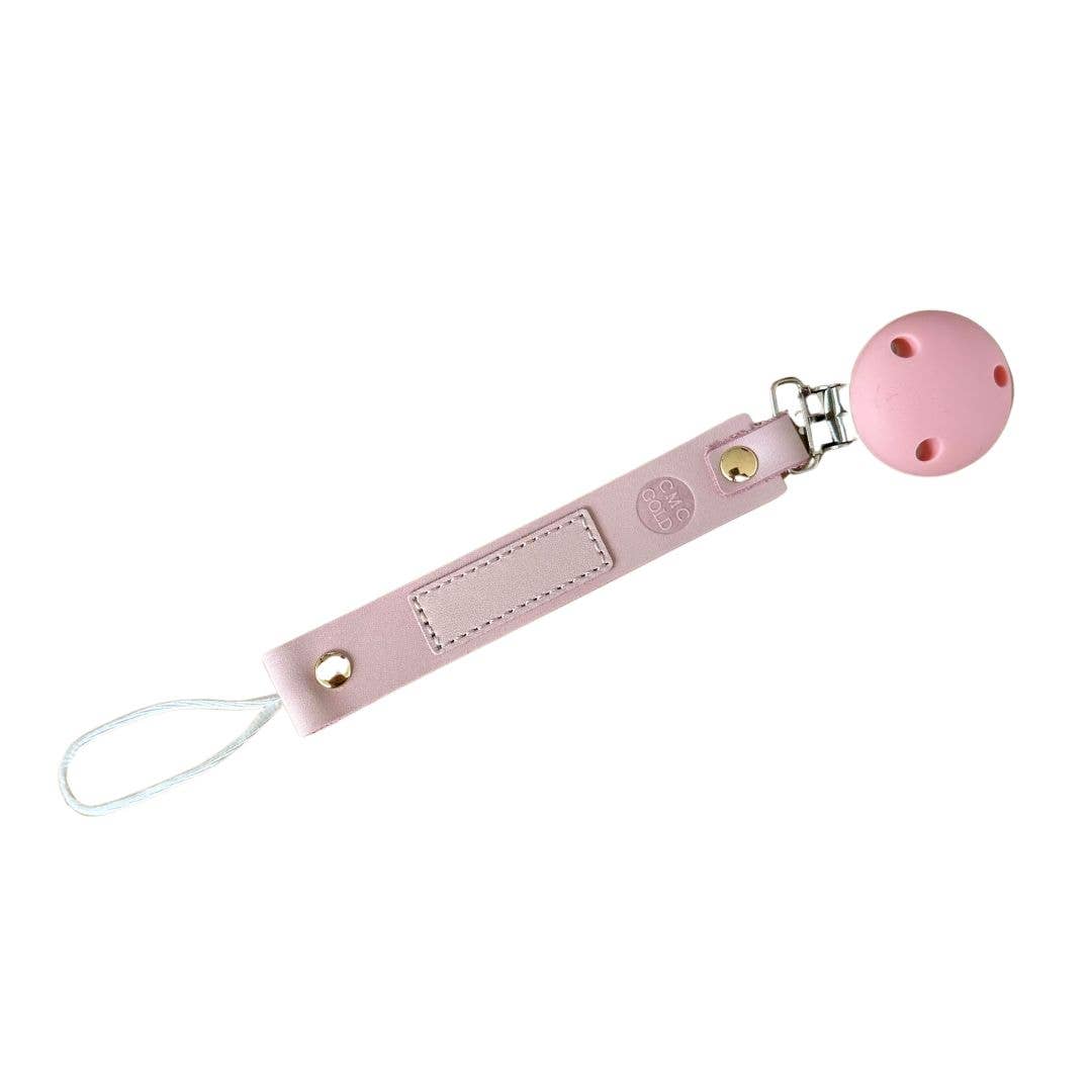 Coloured Panel Leather Dummy Clips: Blush / Baby Pink