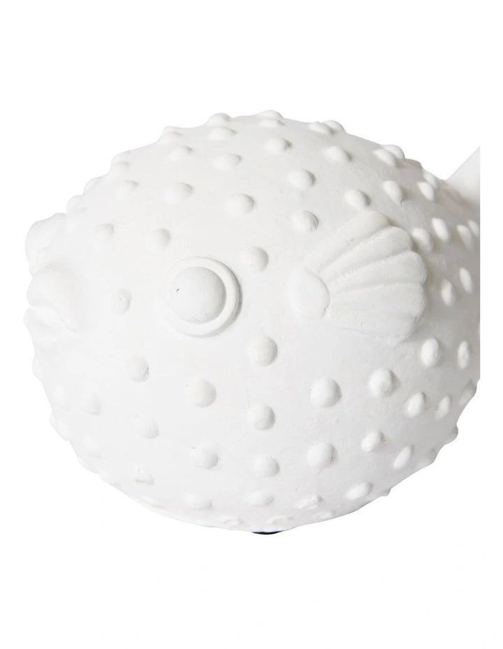 Blow Fish Sculpture White 13 x 9 8cm