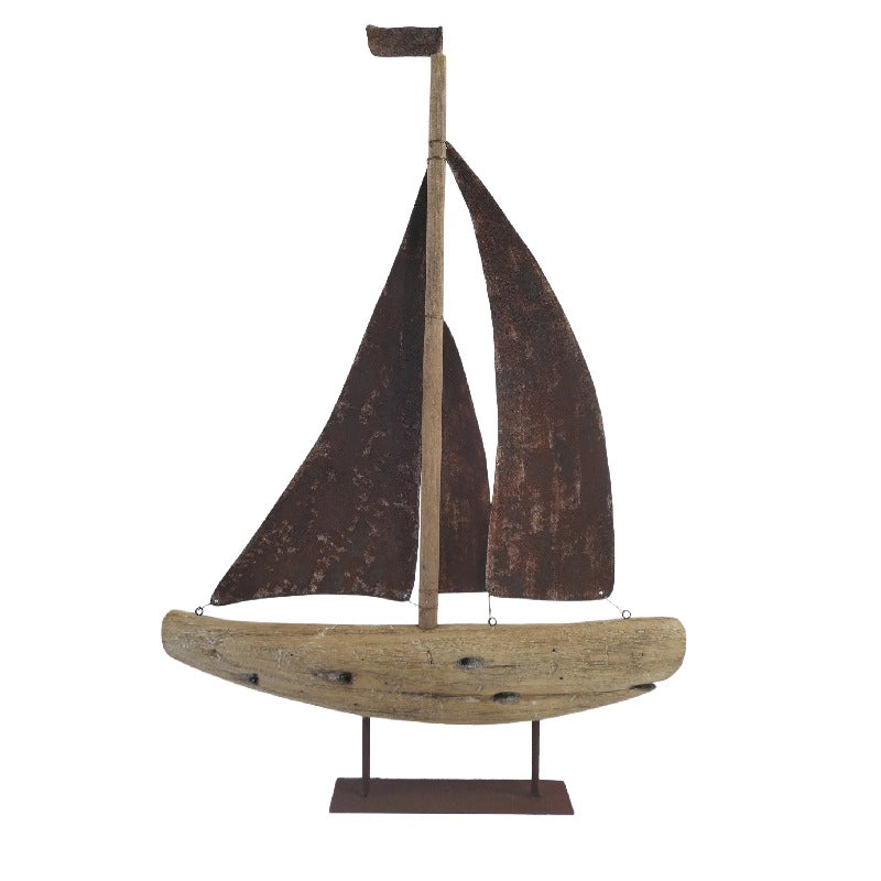 Sailboat Handcrafted Timber and Rust Metal
