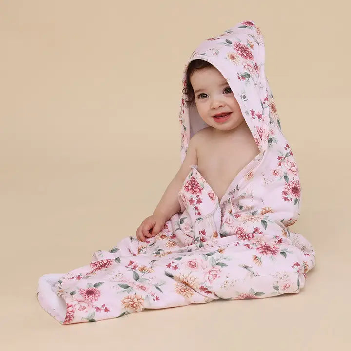 Snuggle Hunny Bird And Blooms Organic Hooded Towel