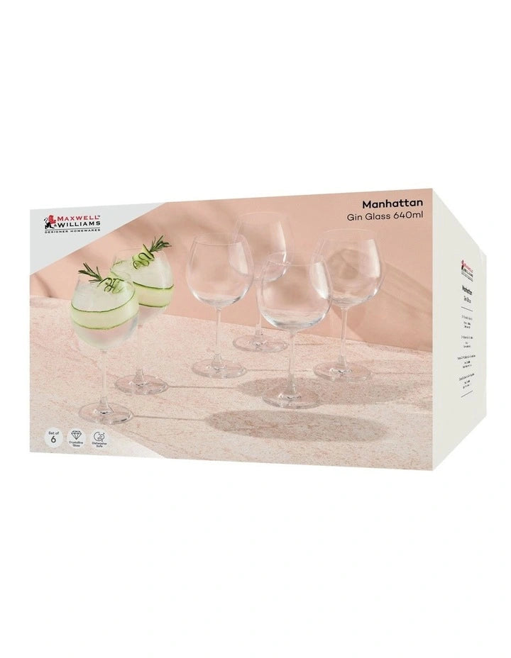 Maxwell and Williams Manhattan Gin Glass 640ml Set of 6