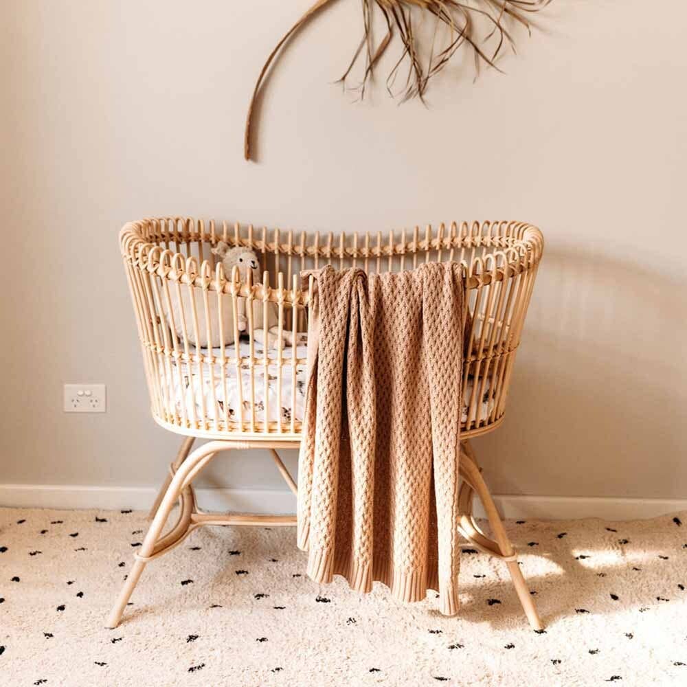 Hazelnut Diamond Knit Organic Baby Blanket