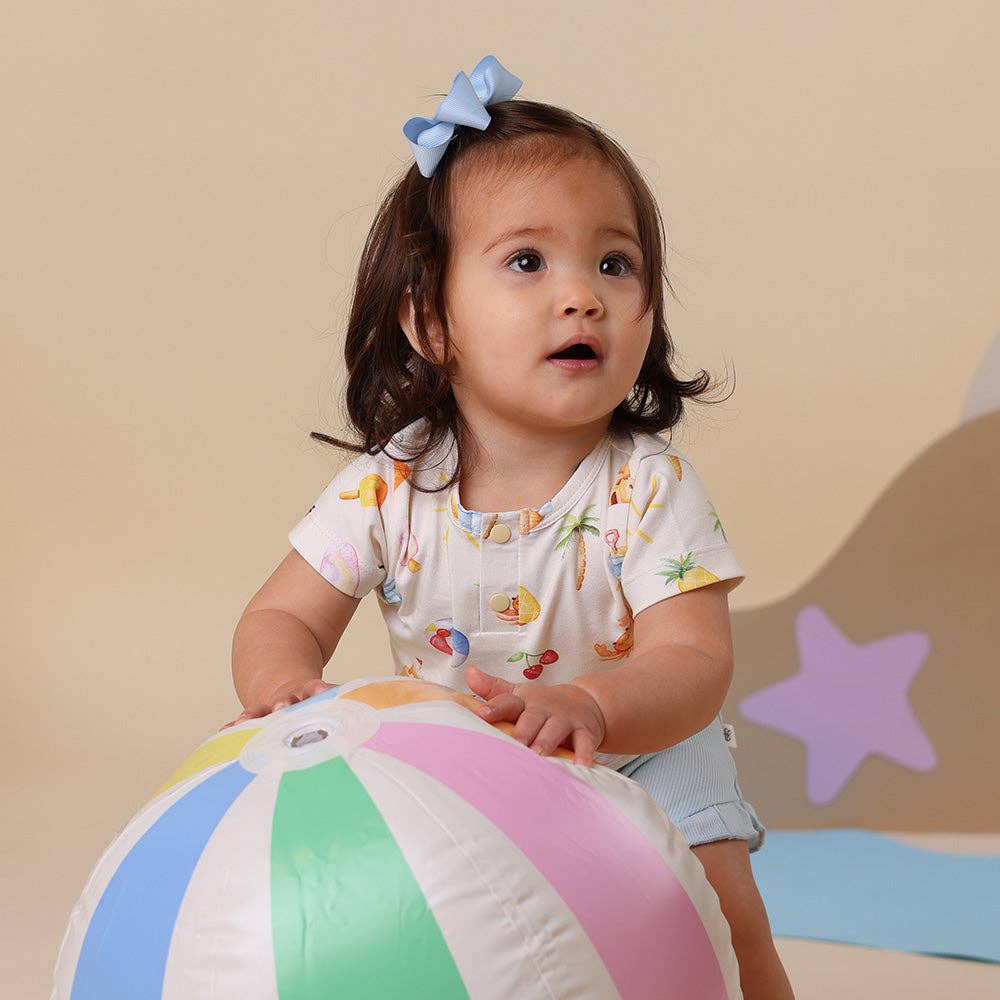 Beach Fun Short Sleeve Organic Bodysuit: 3-6 Months (00)