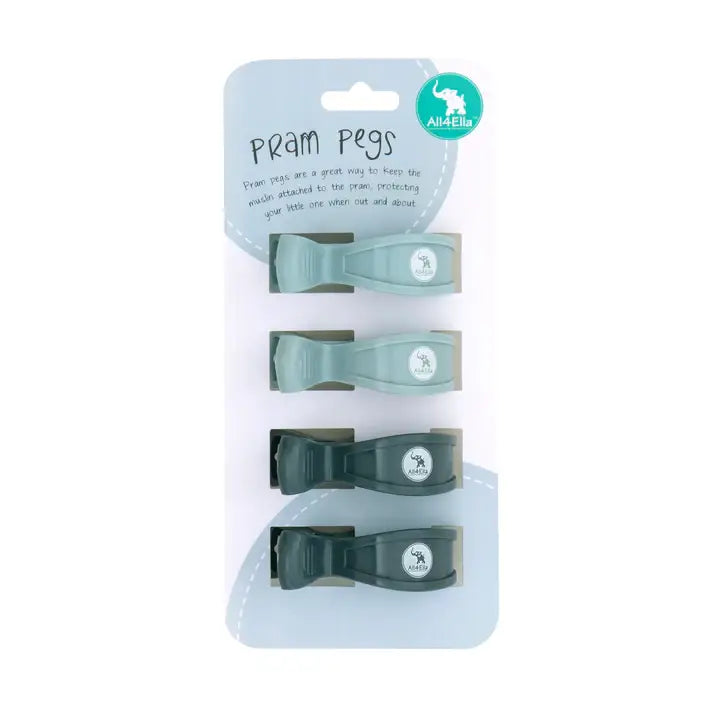 Pram Pegs 4pk - Steel Blue/Charcoal