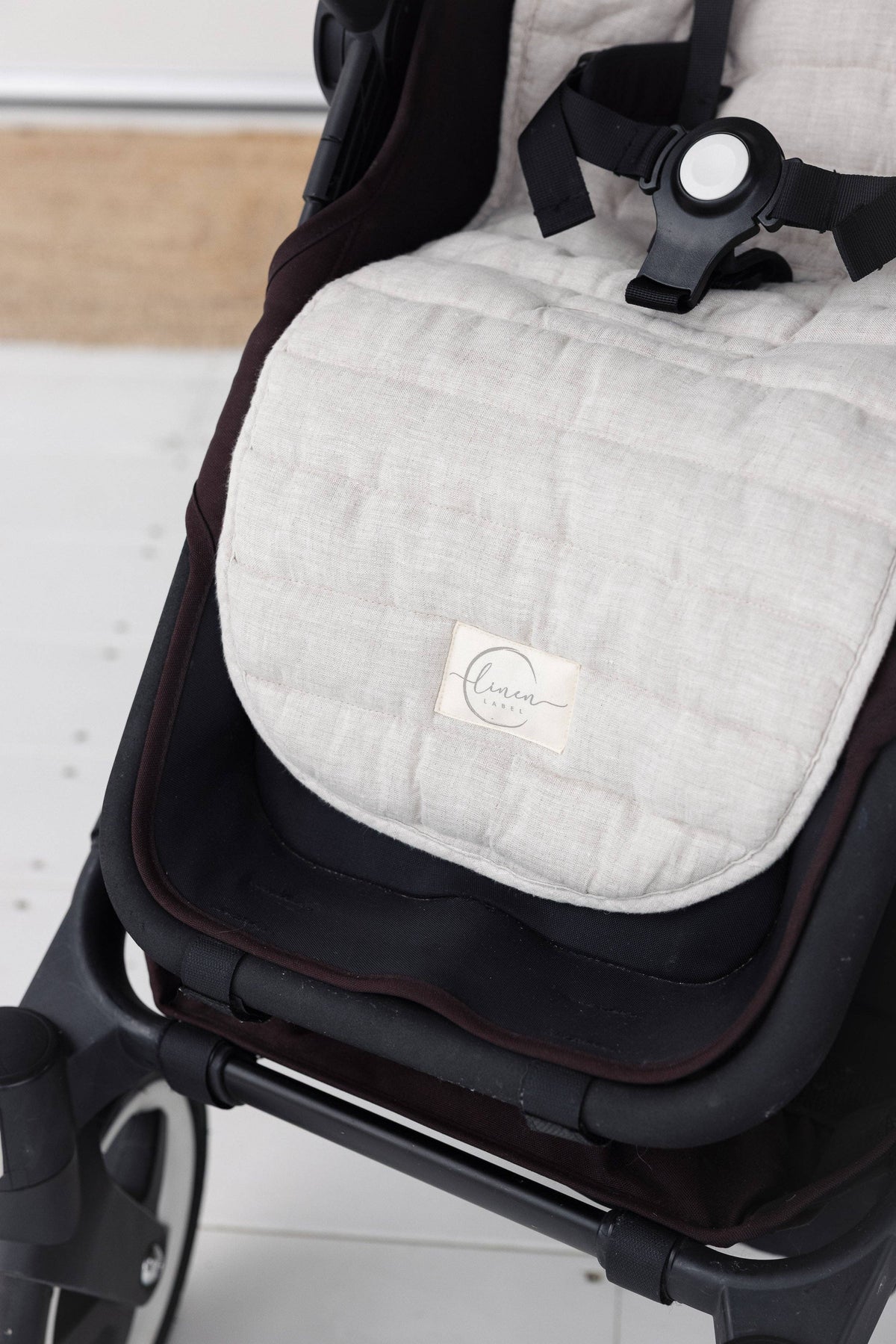 Oatmeal & Stripe - Pram Liner- Stripe quilt: Beige