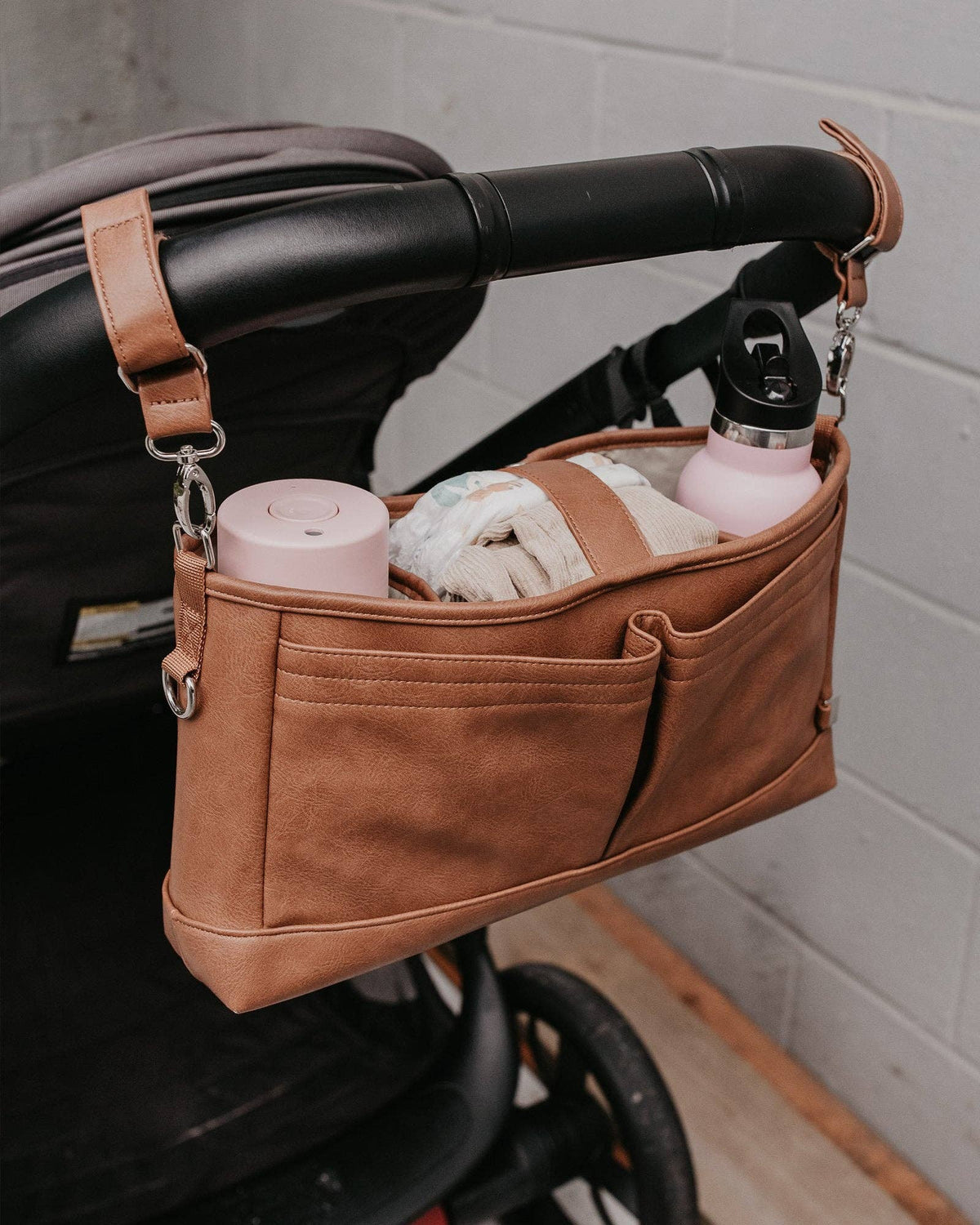 Signature Pram Caddy - Tan Vegan Leather