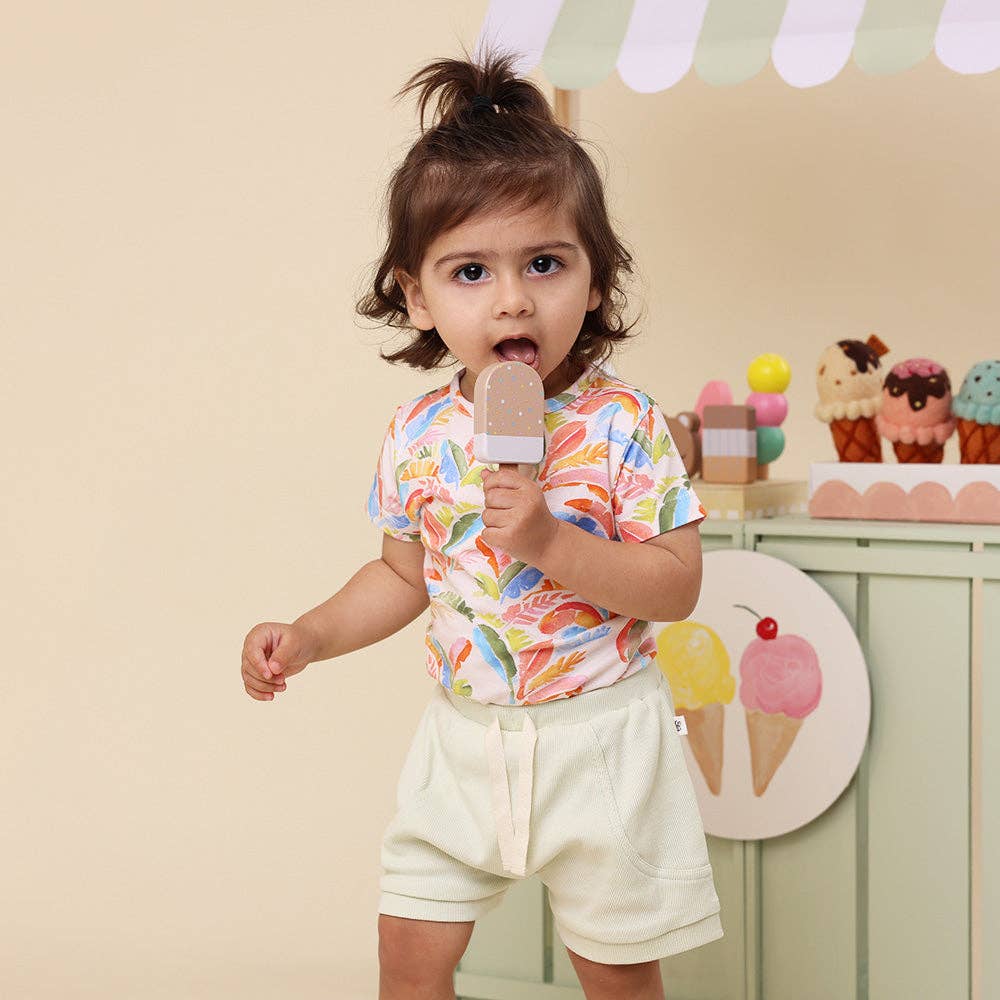 Summer Palm Short Sleeve Organic Bodysuit: Newborn (0000)