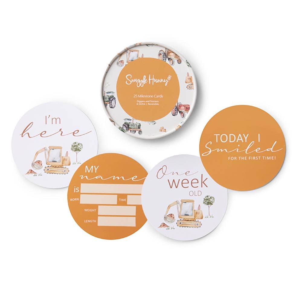 Diggers &amp; Tractors Reversible Milestone Cards