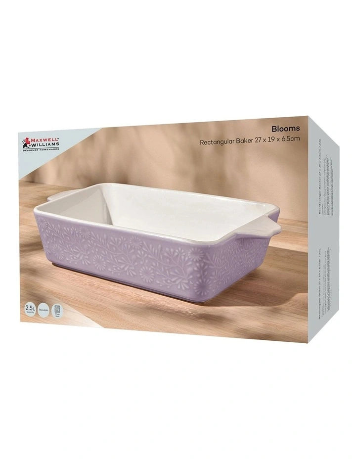 Maxwell and Williams Blooms Rectangular Baker 27x19x6.5cm Lilac Gift Box