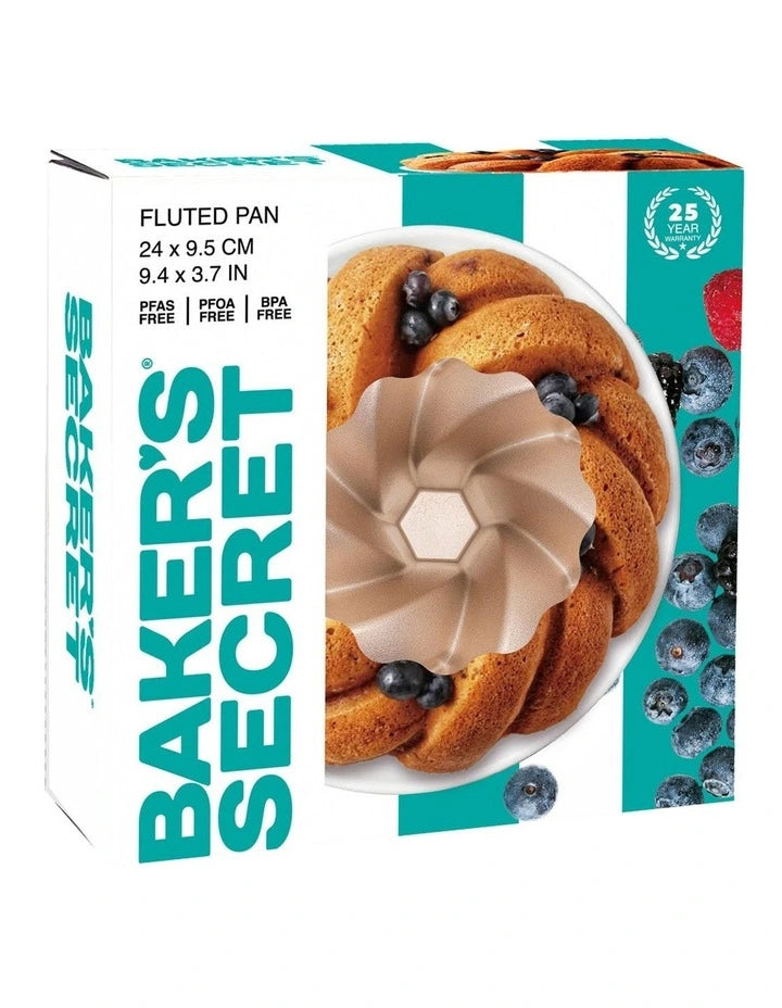 Bakers Secret Fluted Cordon  Non Stick Cast Aluminium Fluted Pan 22.5x9.5cm