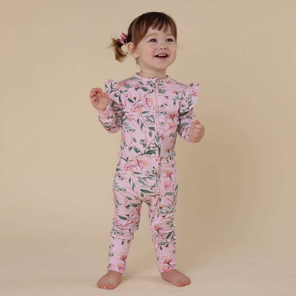 Pink Wattle Organic Snugglesuit Convertible Romper with Frill: 0-3 Months (000)