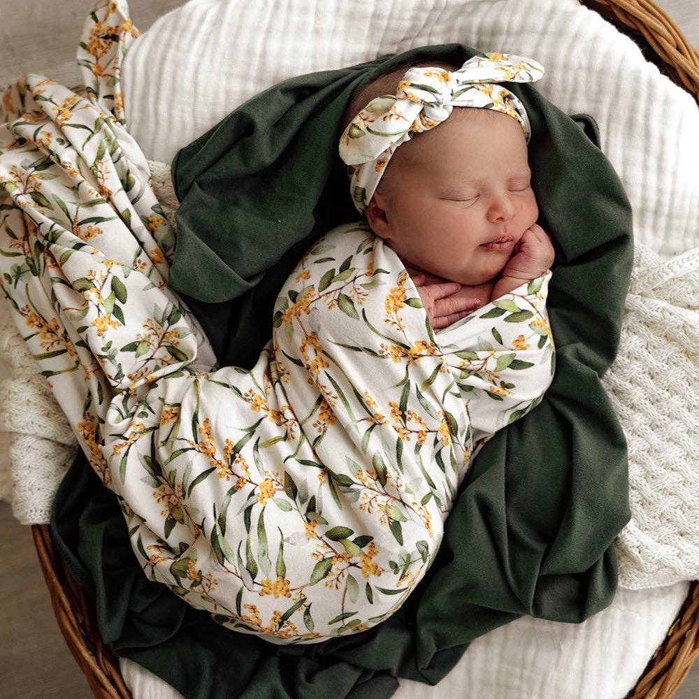Golden Wattle Organic Jersey Wrap &amp; Topknot Set