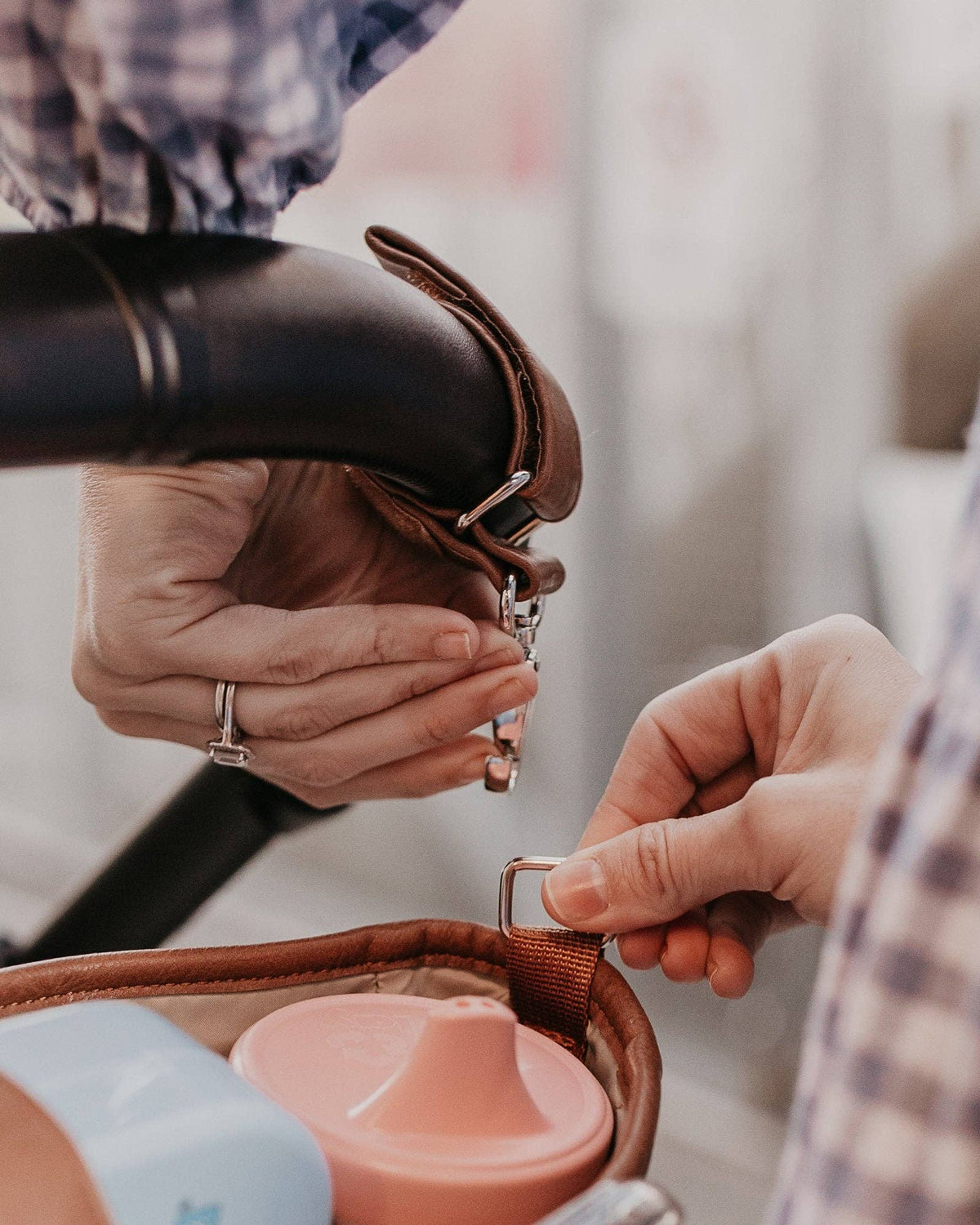 Signature Pram Caddy - Tan Vegan Leather