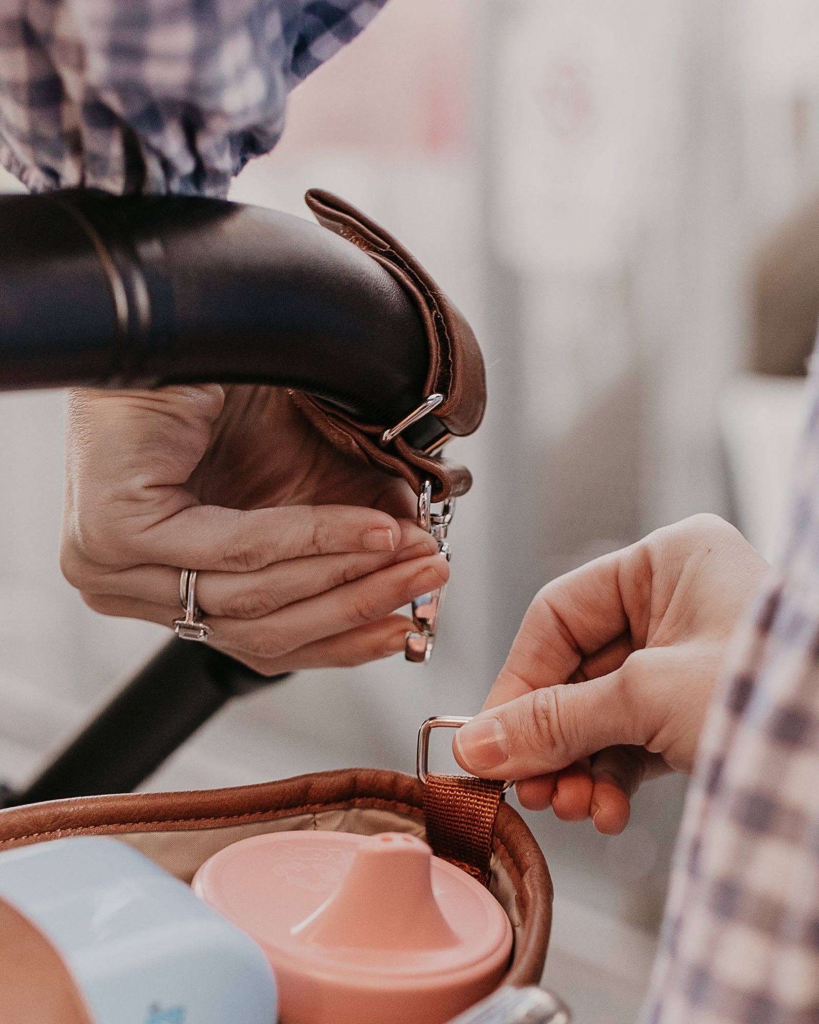 Signature Pram Caddy - Tan Vegan Leather