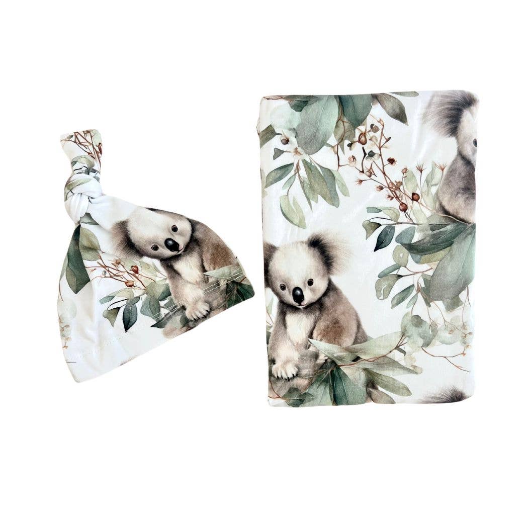 Mini & Me Organic Jersey Baby Wrap Set Cuddly Koala