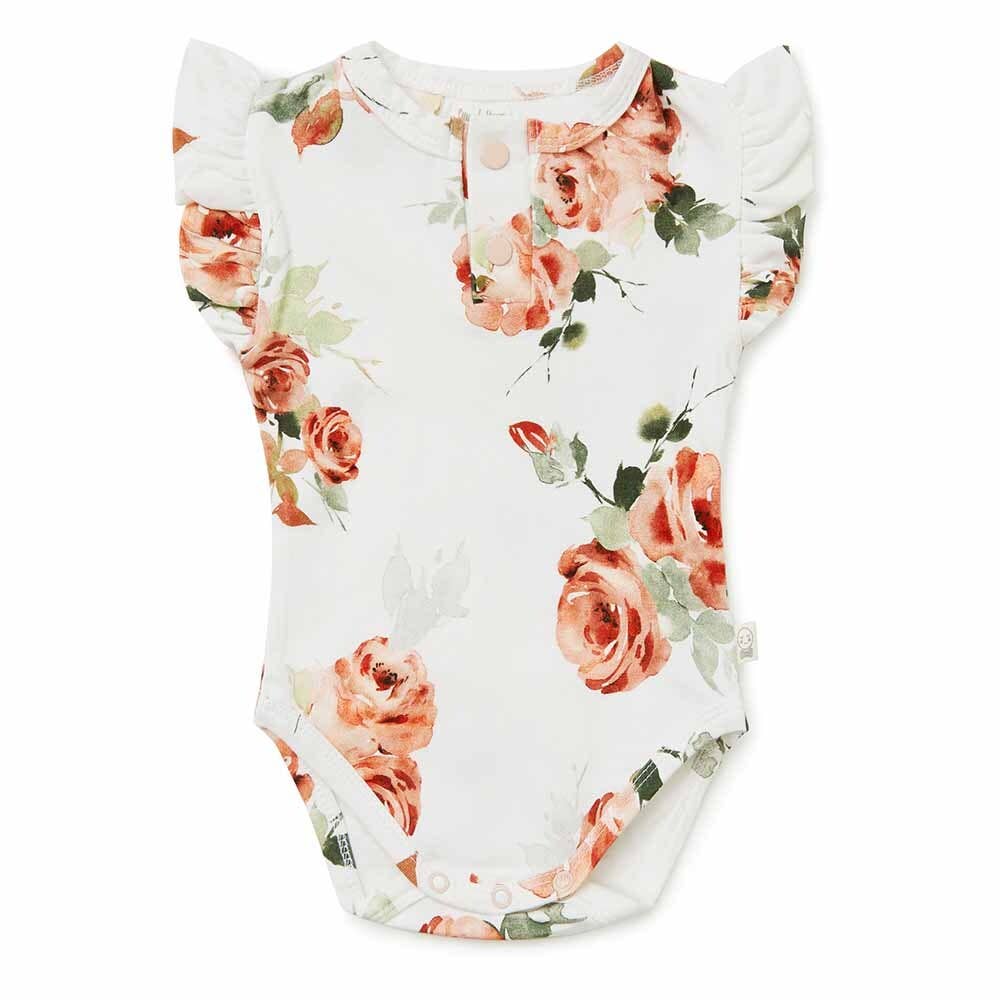Rosebud Short Sleeve Organic Bodysuit: 0-3 Months (000)
