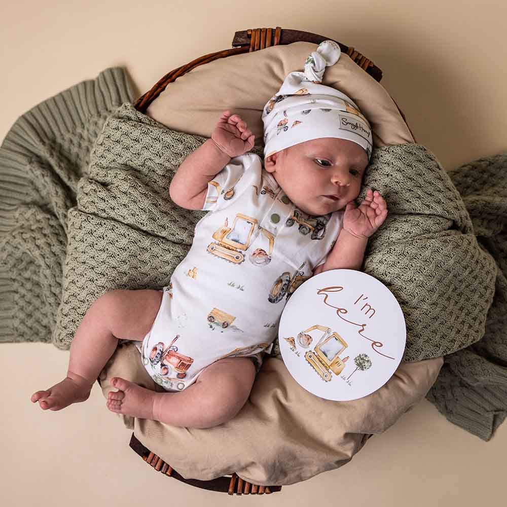 Diggers &amp; Tractors Short Sleeve Organic Bodysuit: Newborn (0000)