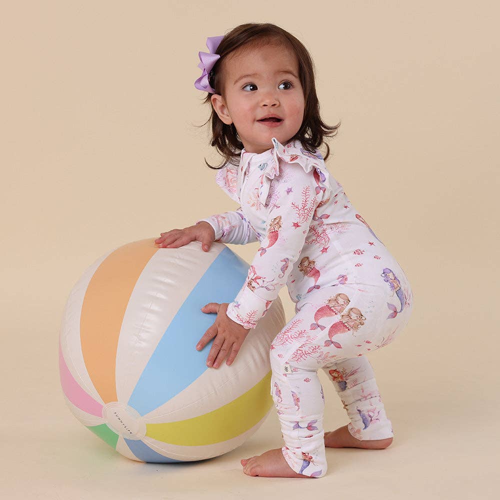 Mermaid Organic Snugglesuit Convertible Romper with Frill: Newborn (0000)