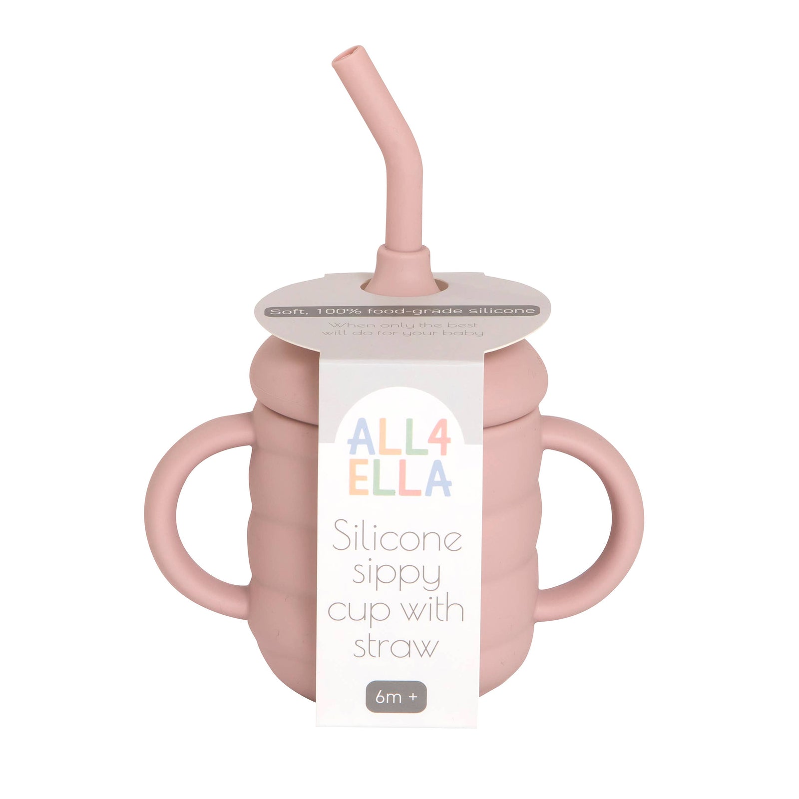 Silicone Sippy Cup with Straw - Dusty Pink