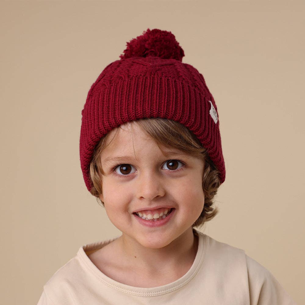 Snuggle Hunny Organic Baby Knitted Beanie Raspberry XL