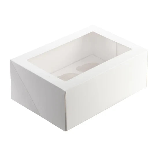 Mondo Cupcake Box White 6 Cup 10Inch