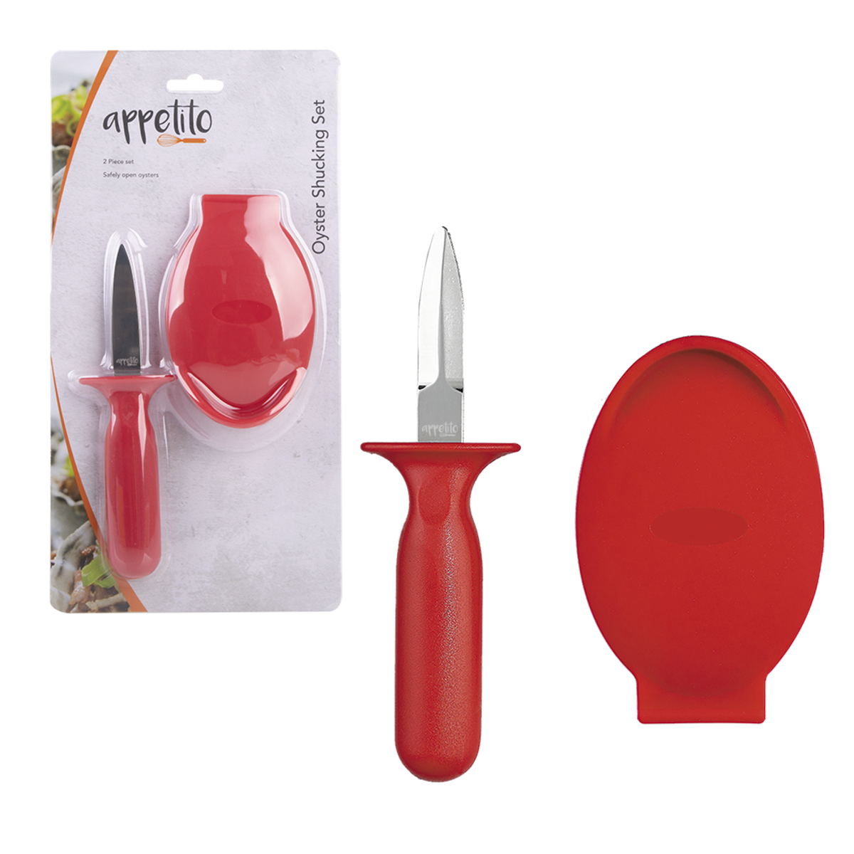 Appetito Oyster Shucking Set Red