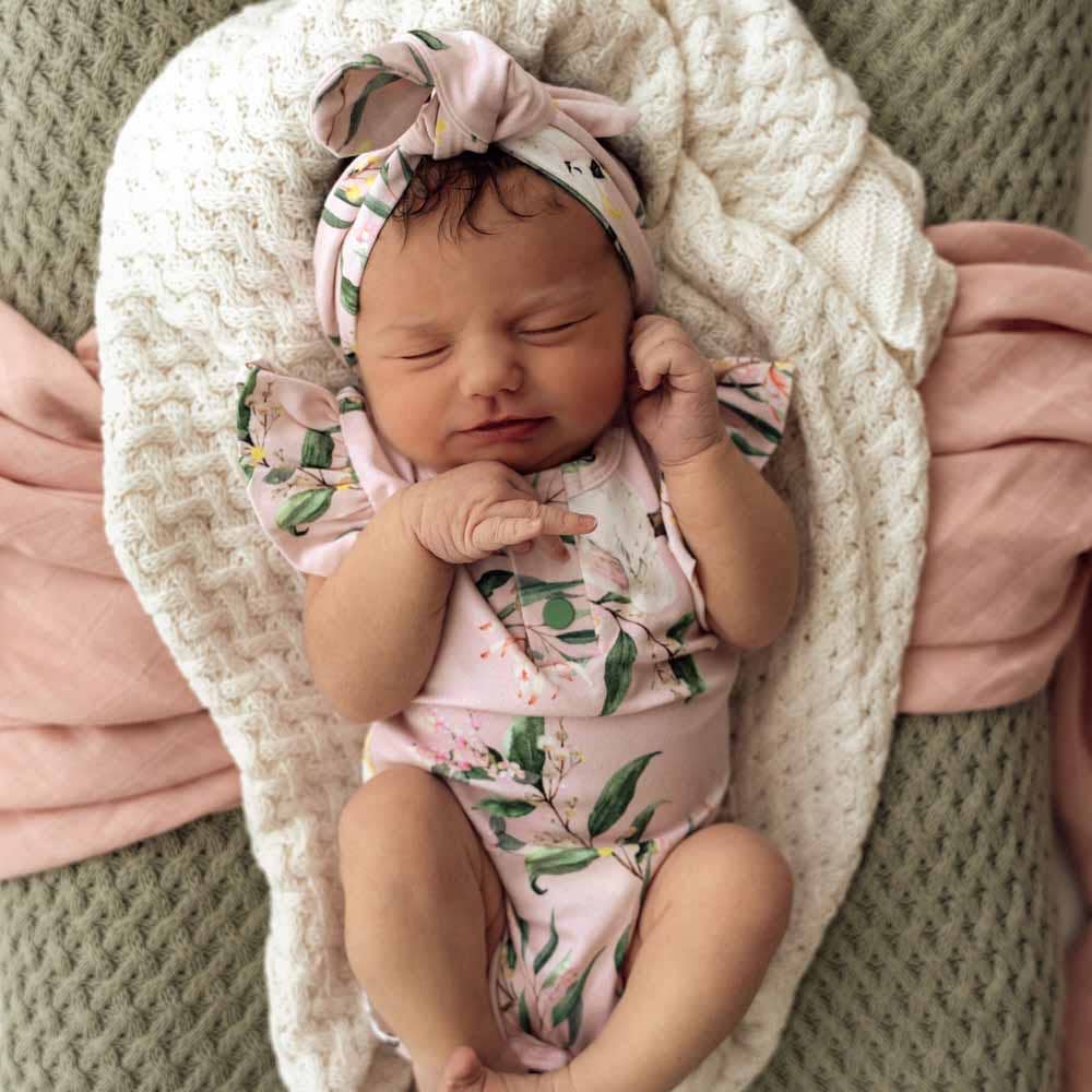 Cockatoo Short Sleeve Organic Bodysuit with Frill: 0-3 Months (000)