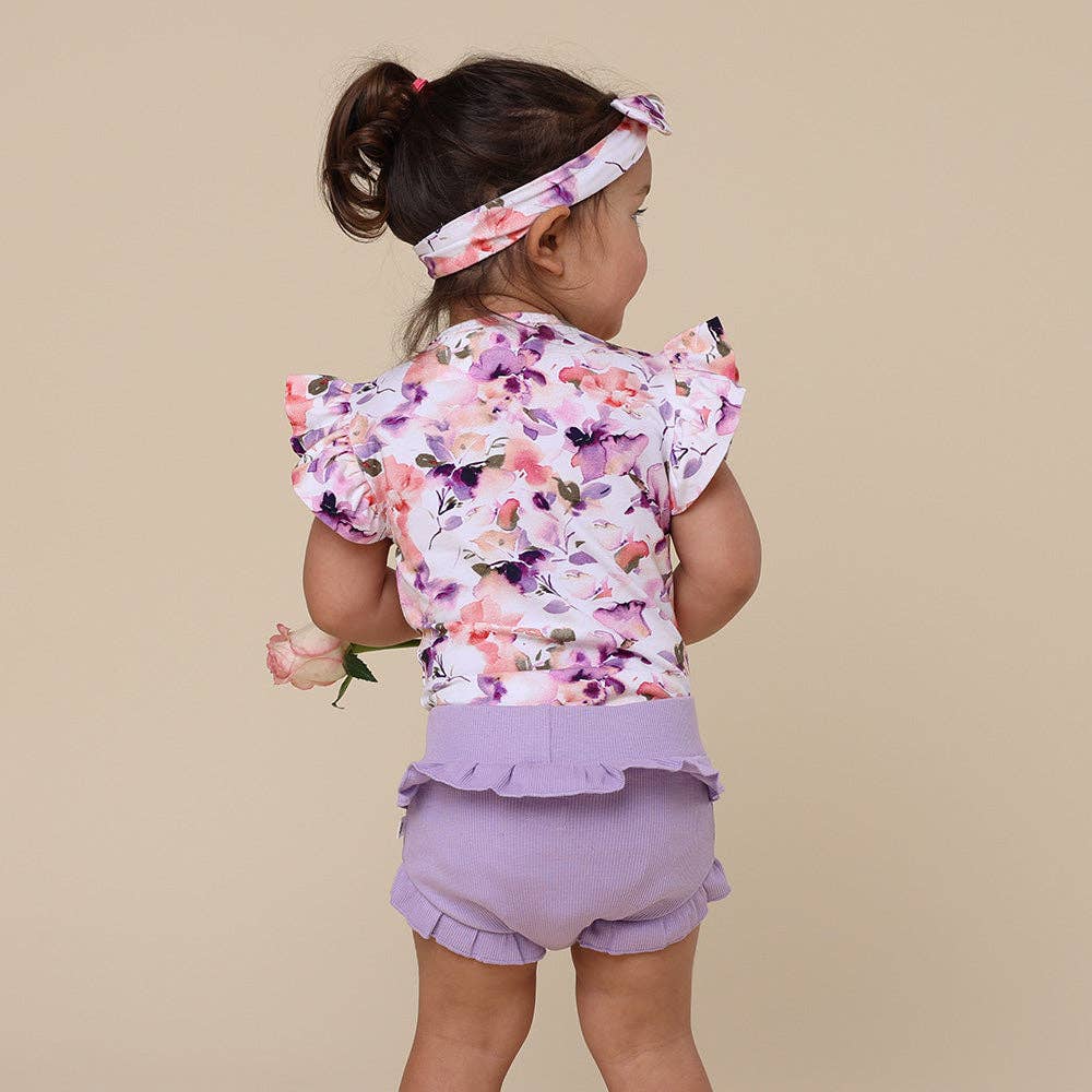 Blushing Beauty Short Sleeve Organic Bodysuit with Frill: Newborn (0000)