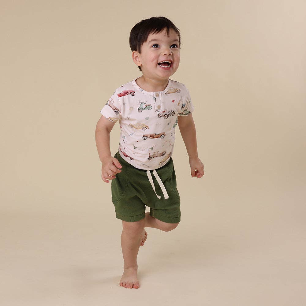 Vintage Cars Short Sleeve Organic Bodysuit: 6-12 Months (0)
