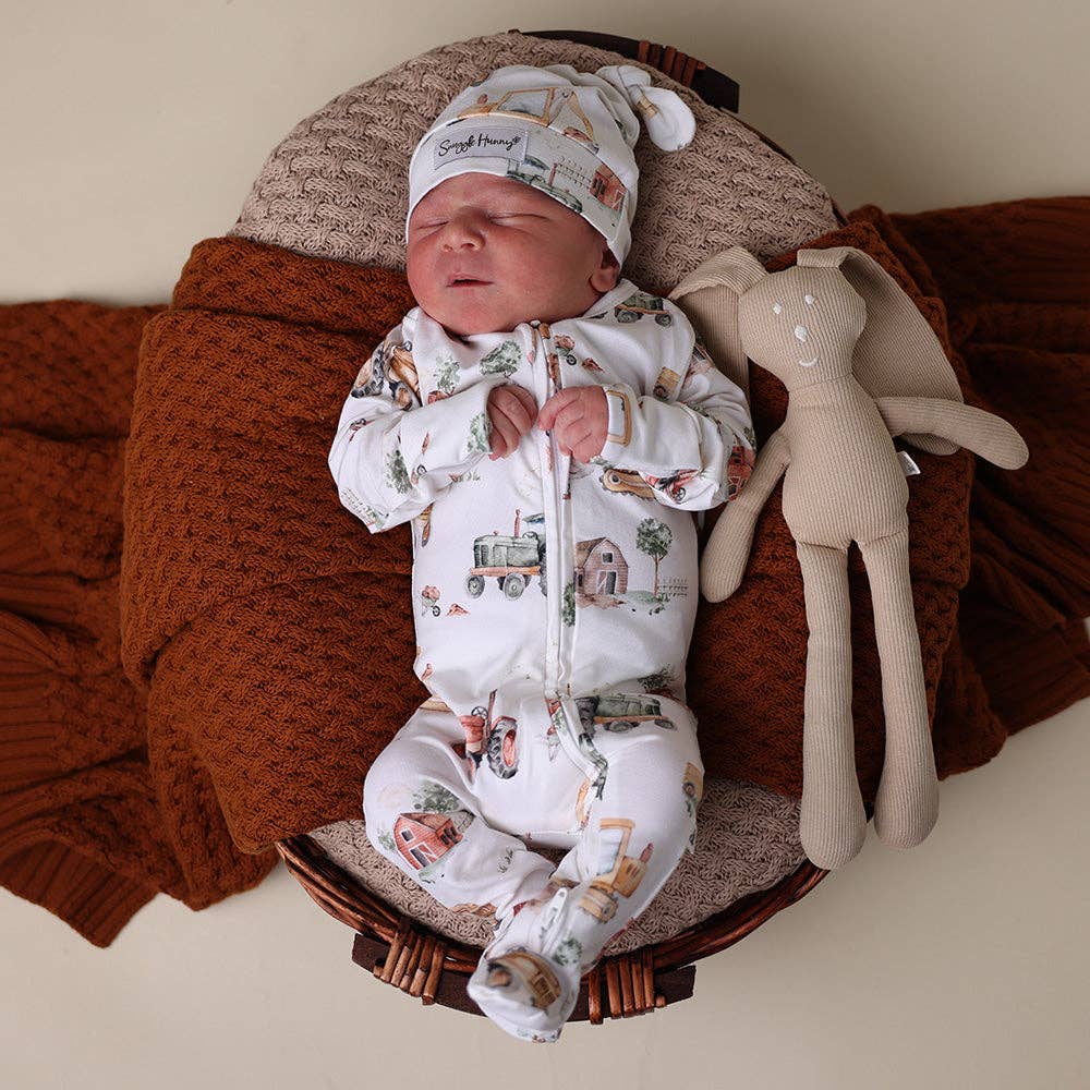 Diggers & Tractors Organic Snuggle Sleepsuit Zip Footie: 3-6 Months (00)