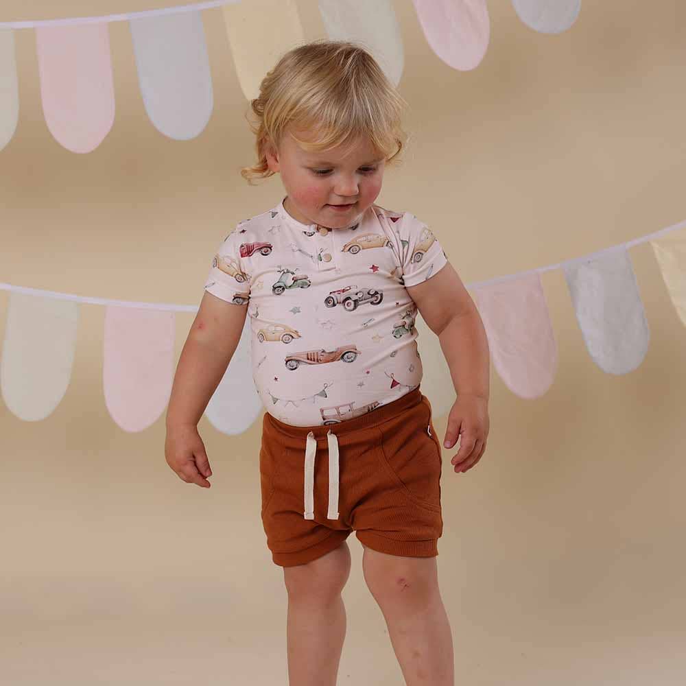 Vintage Cars Short Sleeve Organic Bodysuit: 0-3 Months (000)