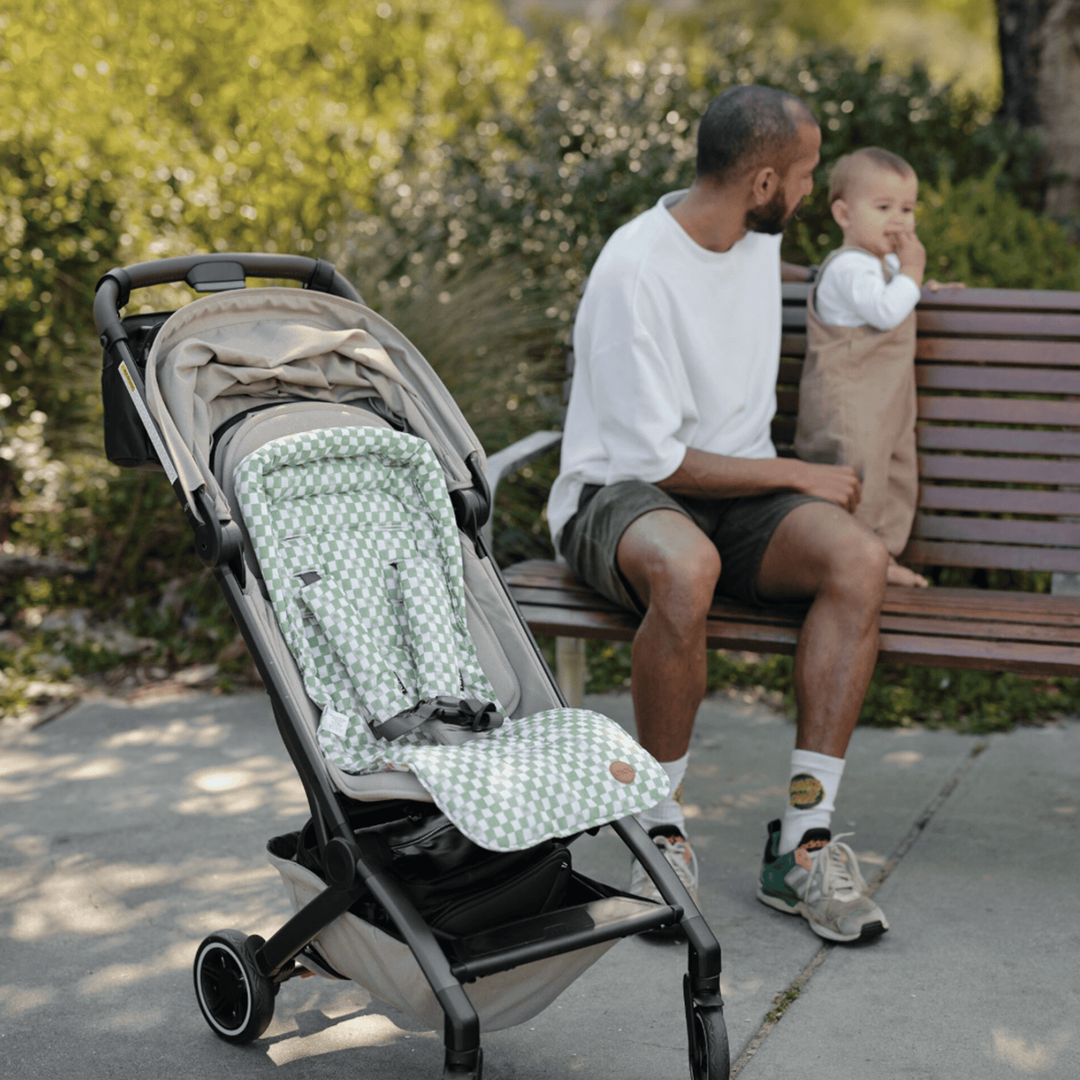 Reversible Pram Liner - Sunburst/Green Check