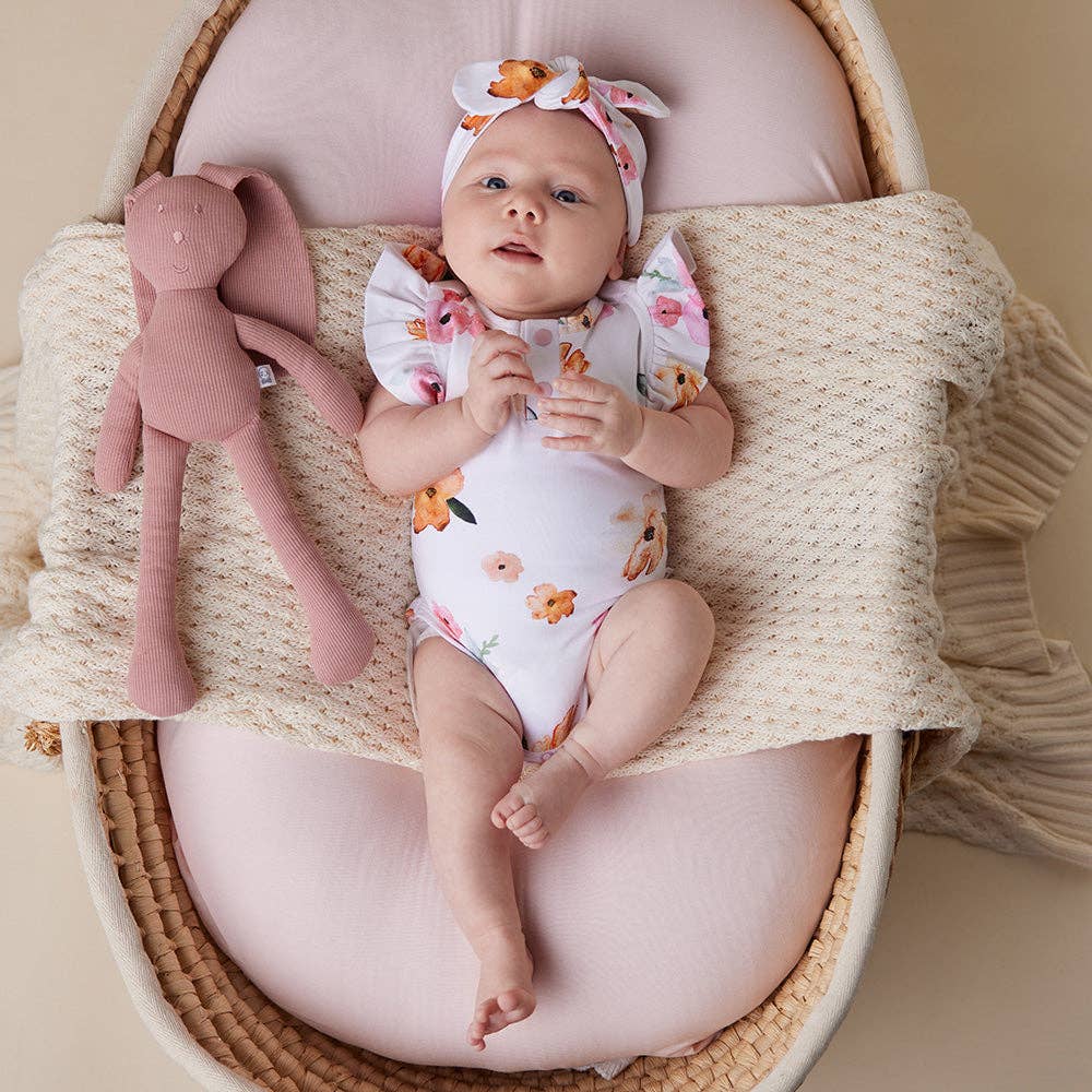 Poppy Short Sleeve Organic Bodysuit with Frill: 0-3 Months (000)