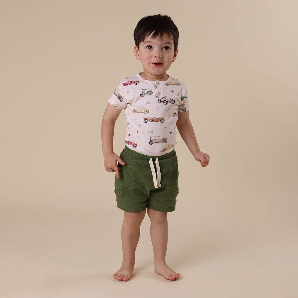 Vintage Cars Short Sleeve Organic Bodysuit: 0-3 Months (000)