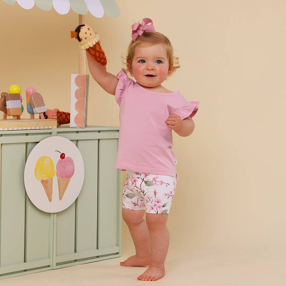 Cherry Blossom Organic Bike Shorts: 6-12 Months (0)