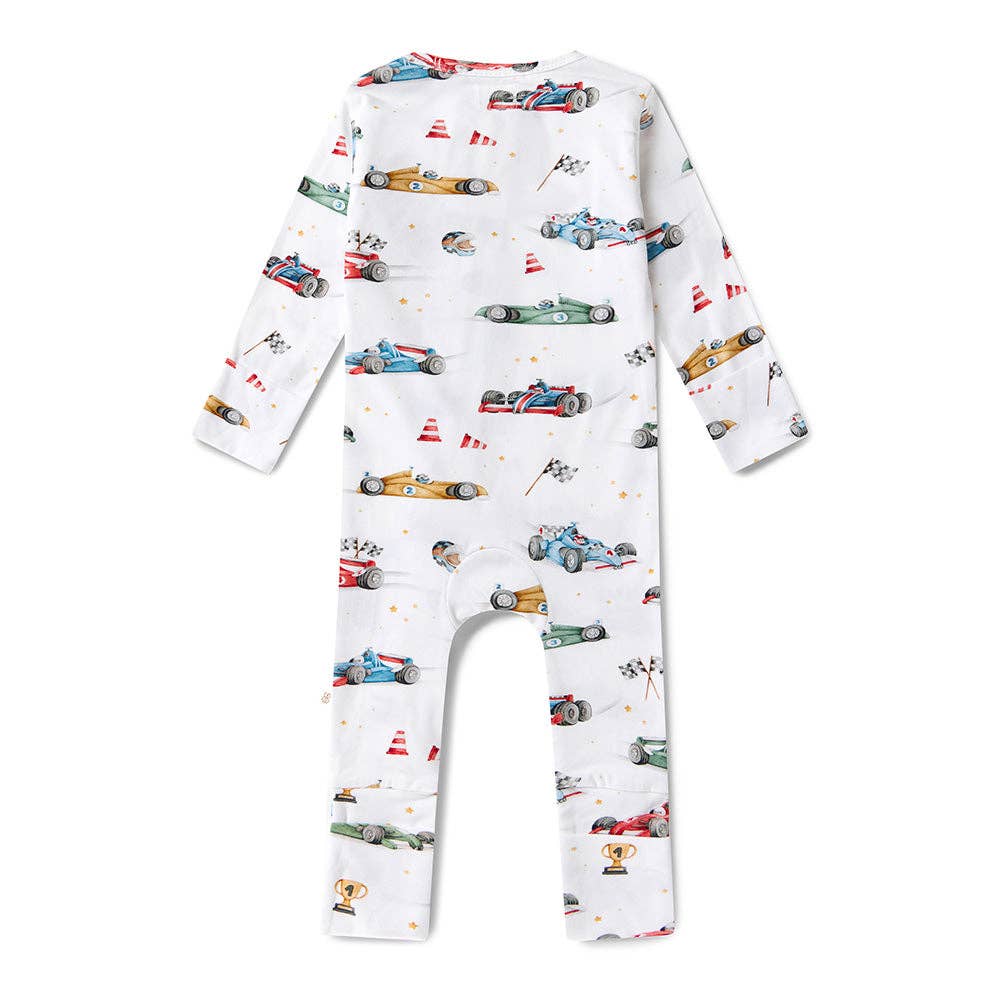 Snuggle Hunny Little Racers Long Sleeve Organic Bodysuit 0000